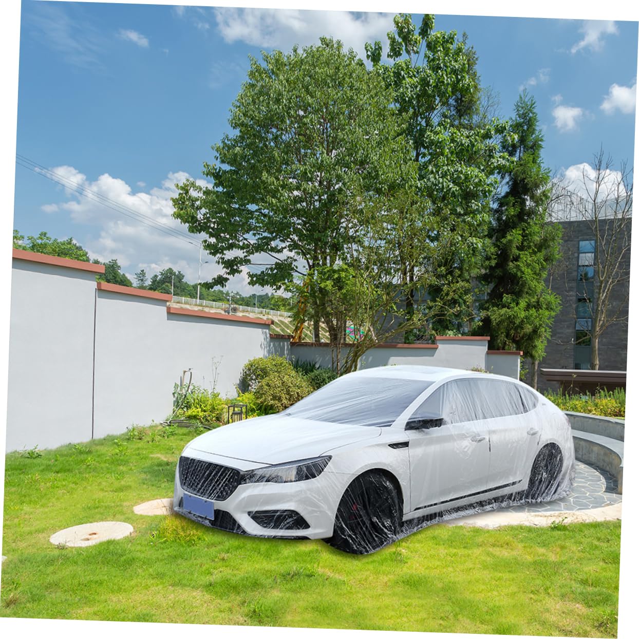 ULTECHNOVO Car Protective Cover Weather Outdoor Car Body Cover Pe Material Full Coverage Uv Rain for Year Use — view 6