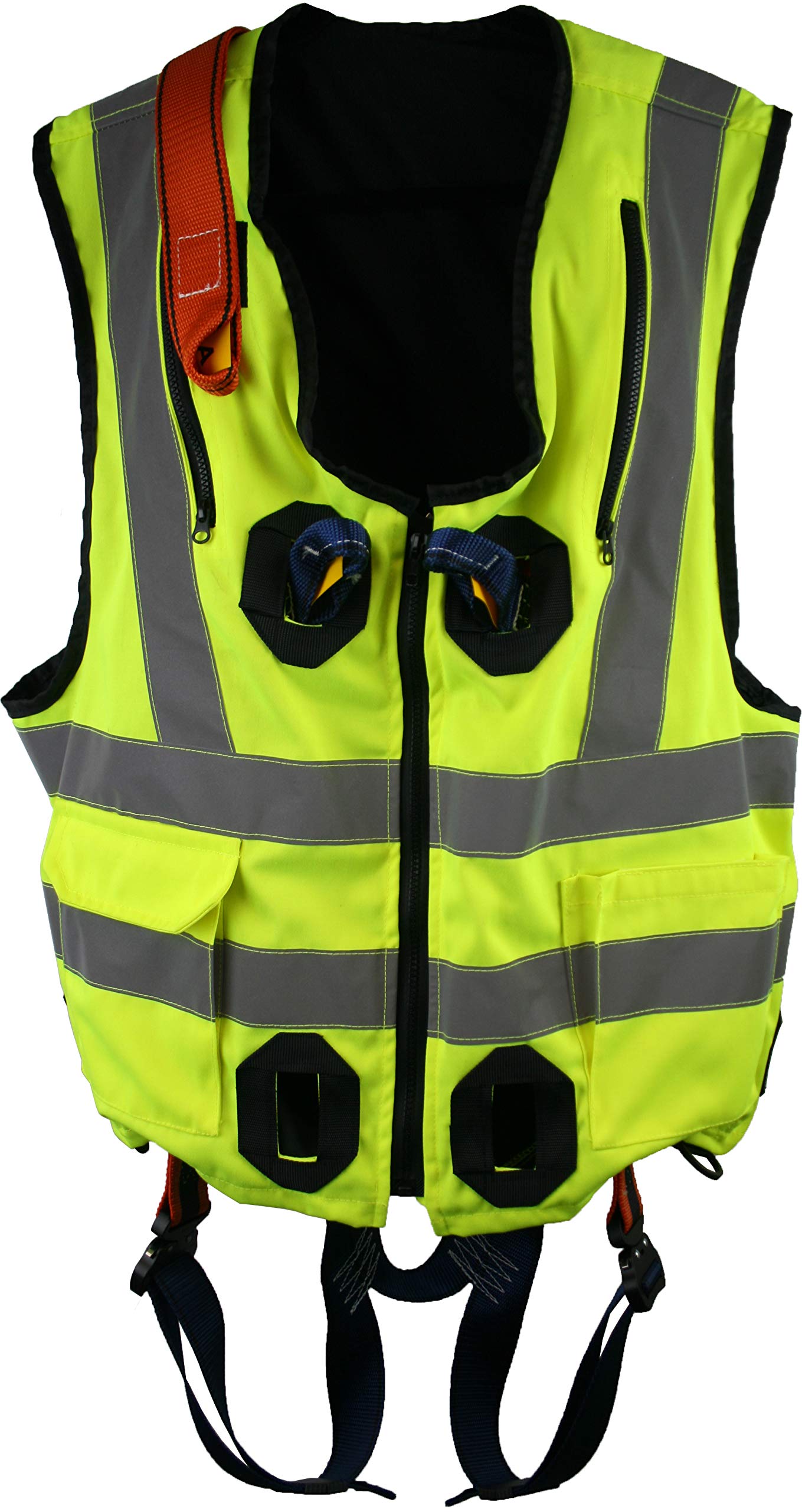 Safetyliftingear Yellow G-Force Elasticated High Visibility Full Body Height Safety Fall Arrest Harness Jacket With Quick Release Buckles (Xxl)