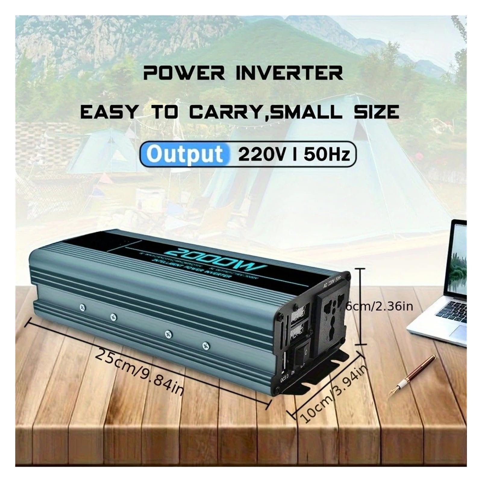 Convertisseur Onduleur Puissance Voiture 2000W 12V/24V 220V AC Convertisseur Automatique Banque Solaire Maison Camping-Car Camion Voyage Camping Onduleur(12v)