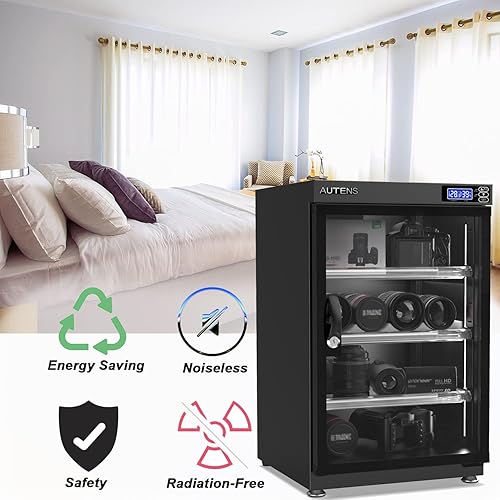 Miniatura 4 de AUTENS Caja de gabinete seco deshumidificadora de 80L, control digital silencioso y ahorro de energía, 4 capas para lente de cámara réflex digital y