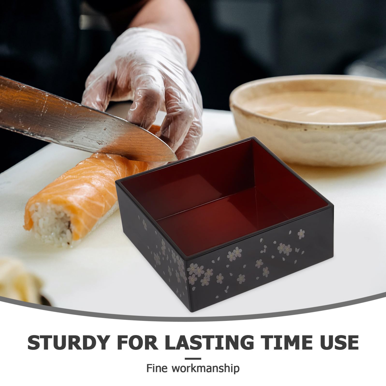 Abaodam Scatola Portapranzo Giapponese 3 Strati in Plastica Motivo Monte Fuji, Scatola Sushi Multifunzionale Elegante per Famiglia e Varie Occasioni