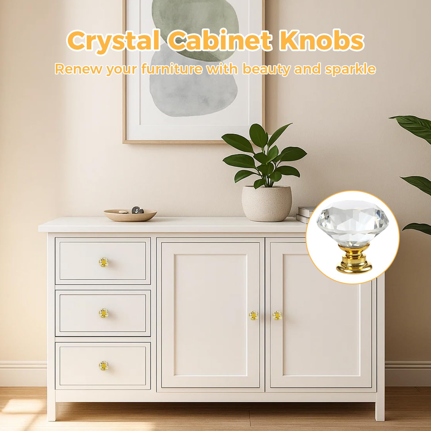 DEELF 25 Packs Kitchen Cabinet Knobs, 30 Crystal Cabinet Knobs