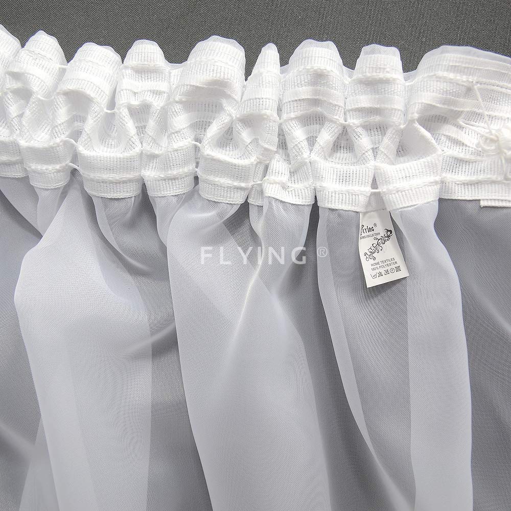 FKL DESIGN Home Deco LB-11-AFKL Rideau de Balcon Rideau prêt à l'emploi pour Balcon en Voile avec Volants gipure Blanc différentes Versions LB-11-A (250 x 400 cm)-400