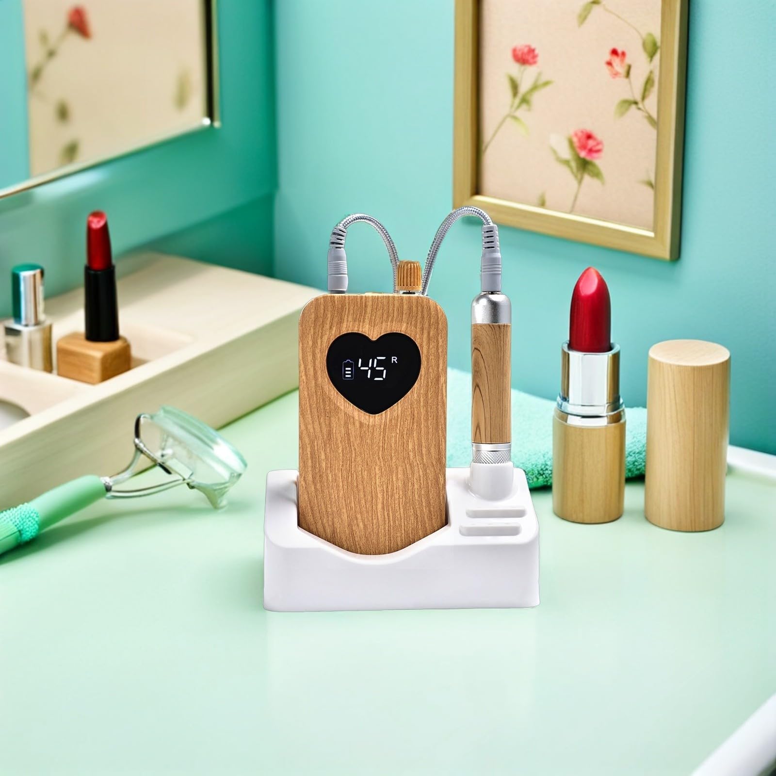 Taladro Eléctrico de Uñas Recargable de 45000 Rpm, Portátil