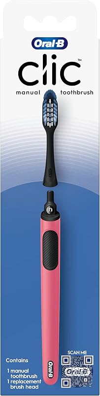 Oral-B Clic Manual Toothbrush, Coral, with Replaceable Brush Head - 1 Count