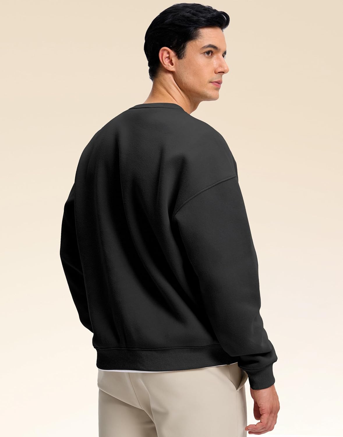 Soothfeel Mens Fleece Lined Crewneck Sweatshirt Cotton Pullover Sweater Athletic Workout Casual Oversized Warm Shirts for Men - Image 2