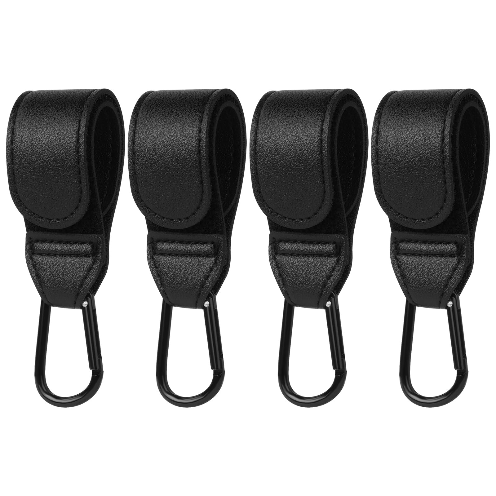 Ganci Passeggino Universali 4 Pezzi Nero Antiscivolo Fino a 5 kg Accessori in Pelle