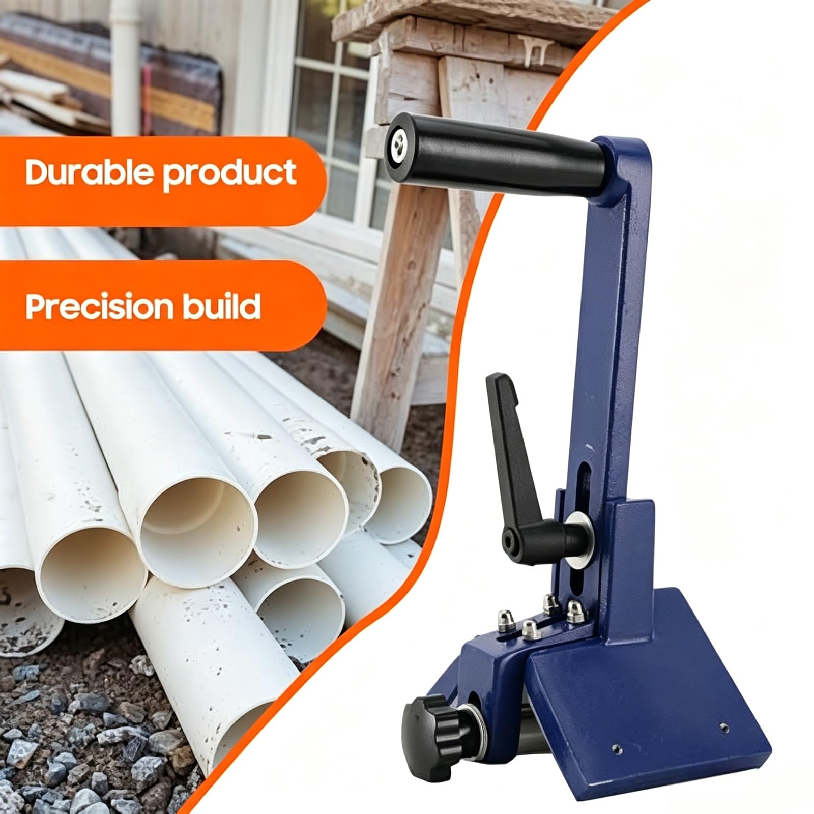 Herramienta manual para biselar el exterior de tuberías de plástico (PE, PP, PVC) de 40-160 mm; herramienta de fontanería reutilizable con cuerpo de aluminio fundido y rodillo ajustable(Blue)