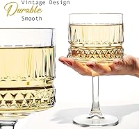 Vista 4 de The Buybox - Copa de vidrio extra grande, copas de copa vintage, copas de vino cuadradas grandes. Cóctel, champán, copas de margarita, cristalería