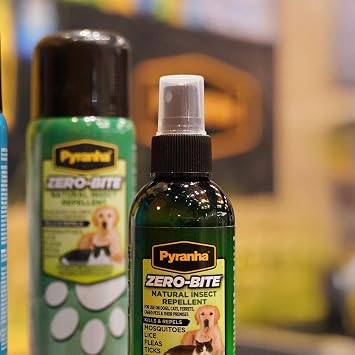 PYRANHA Zero-Bite Pet Spray, 8 Oz - for Use on Dogs, Cats, Ferrets, Caged Pets & Premises | Kills & Repels Fleas, Ticks, Flies, Mosquitoes, Mites & More