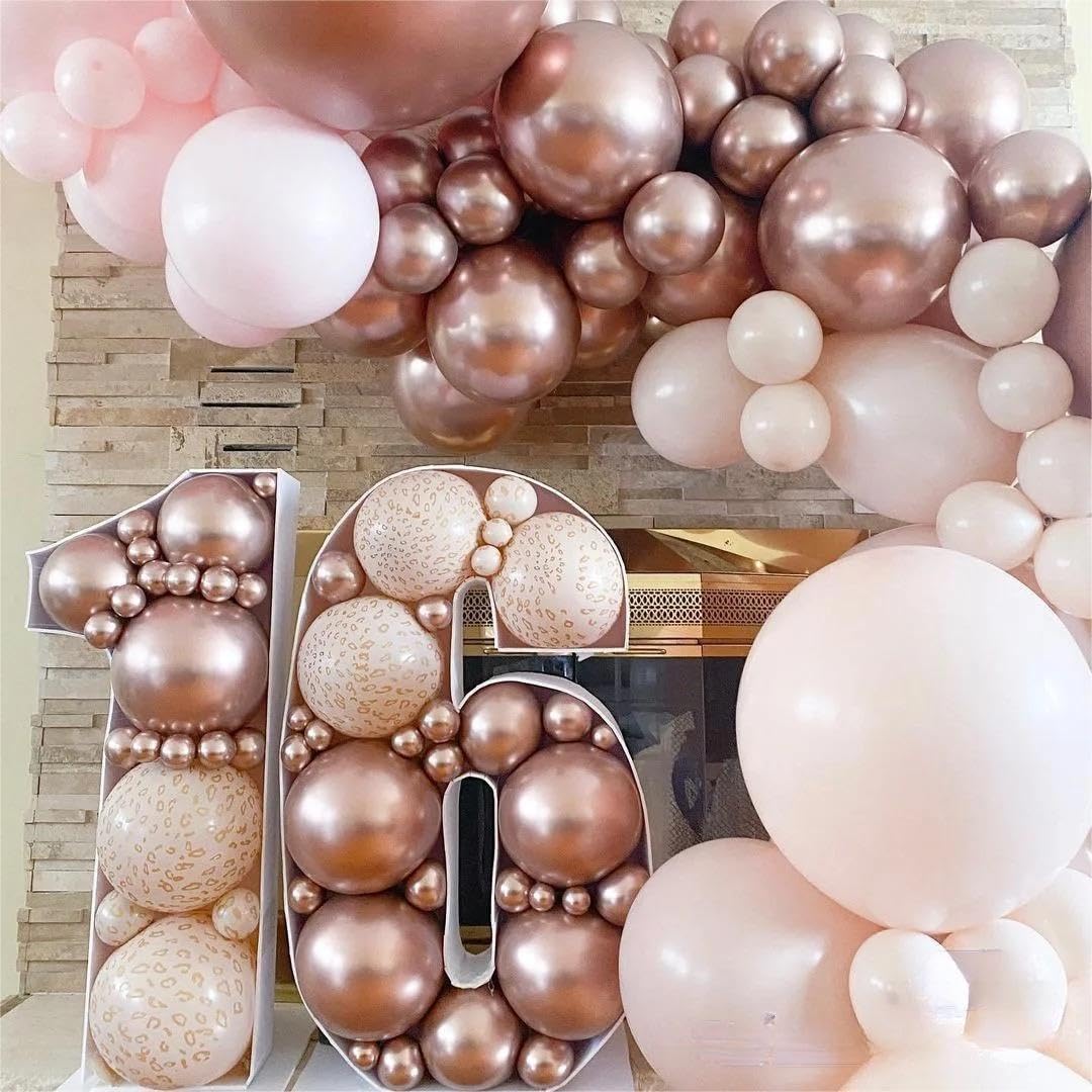 Rosegold Balloons - 12 inch 100 pcs Chrome Metallic Latex Birthday Balloons for Shiny Party Decoration, Graduation, Halloween, Wedding, Baby Shower, Christmas