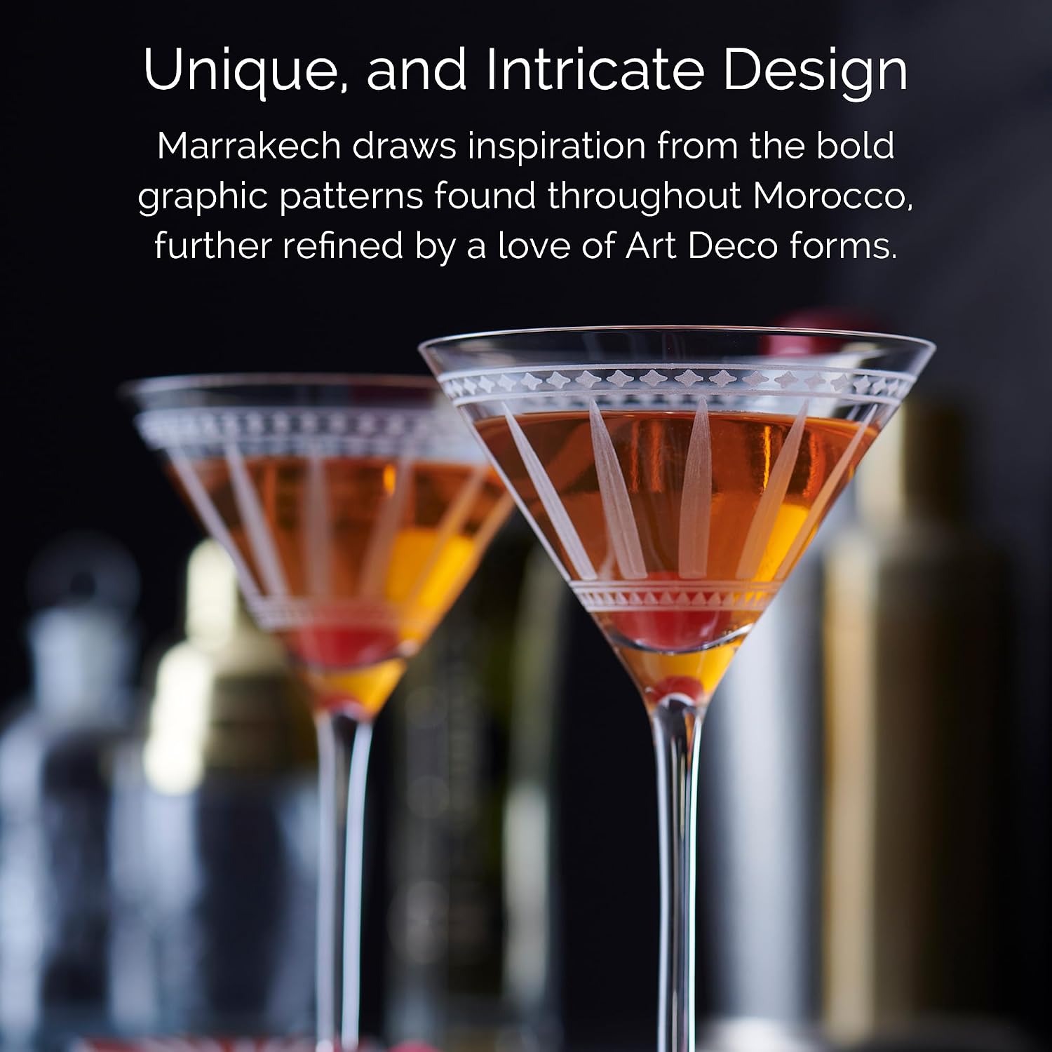Caskata Elegant Martini Glasses Set of 2 | Artisan Hand-Crafted Lead-Free Crystal Drinking Glasses Set For Cocktails | Unique Party Cocktail Glasses for Wedding or Birthdays | 6 Oz