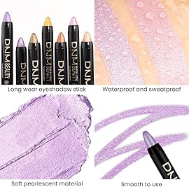 evpct Light Purple Shimmer Cream Eye Shadow Brightener Sticks Set for Eyes, Light Purple Shimmery Matte Pencil Eye shadow Applicator Stick Pen Palette Makeup Waterproof sombras en crema para ojos 08