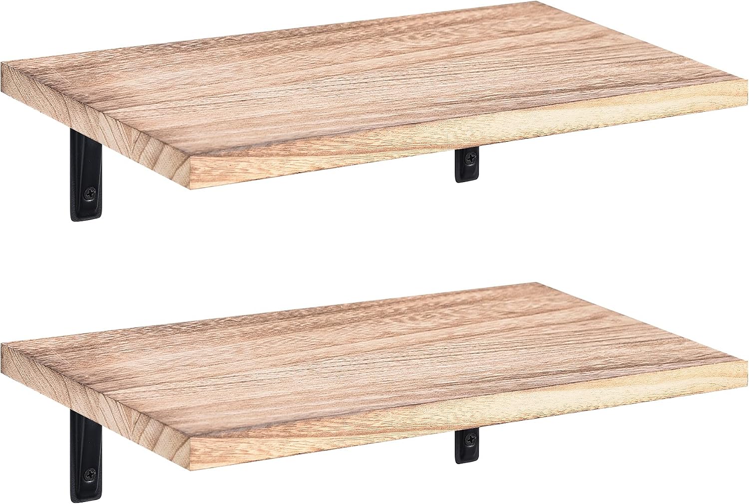 Labcosi Rustic Wood Wide Floating Shelves for Wall, 8 Inch Deep Wall Decor Storage Shelf for Living Room, Bedroom, Bathroom (Light Brown)