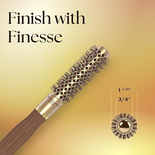 Miniatura 40 de Olivia Garden NanoThermic Ceramic + Ion Round Thermal Hair Brush - Not Electrical - Professional Blowout Brush for Normal to Thick Hair Dorado