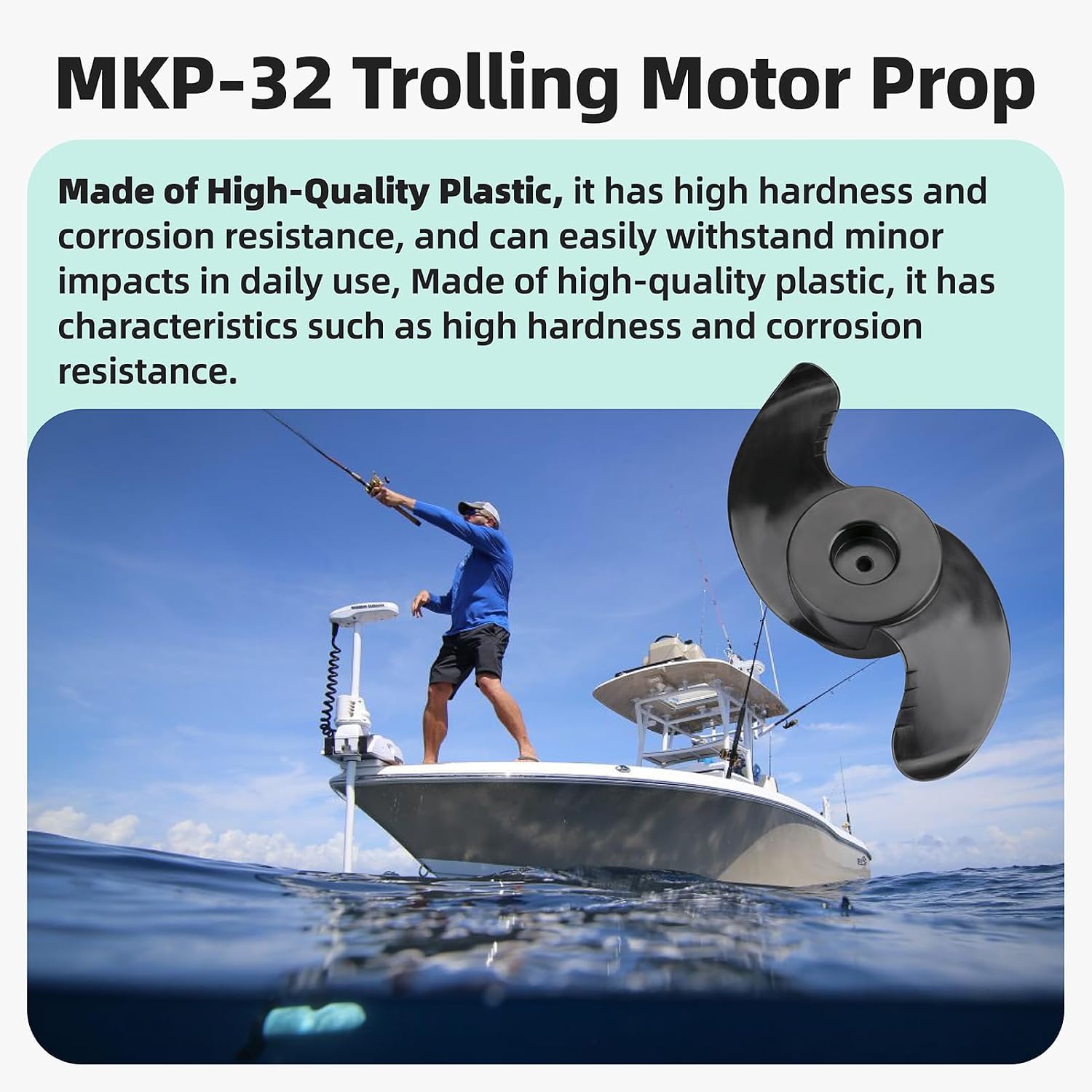 MKP-32 Trolling Motor Prop Fit for Minn Kota, MKP-32 Weedless Wedge 2 Prop Fits 3-5/8" Motor Diameter, #2091160#1865017 Trolling Motor Prop, Trolling Motor Replacement Parts