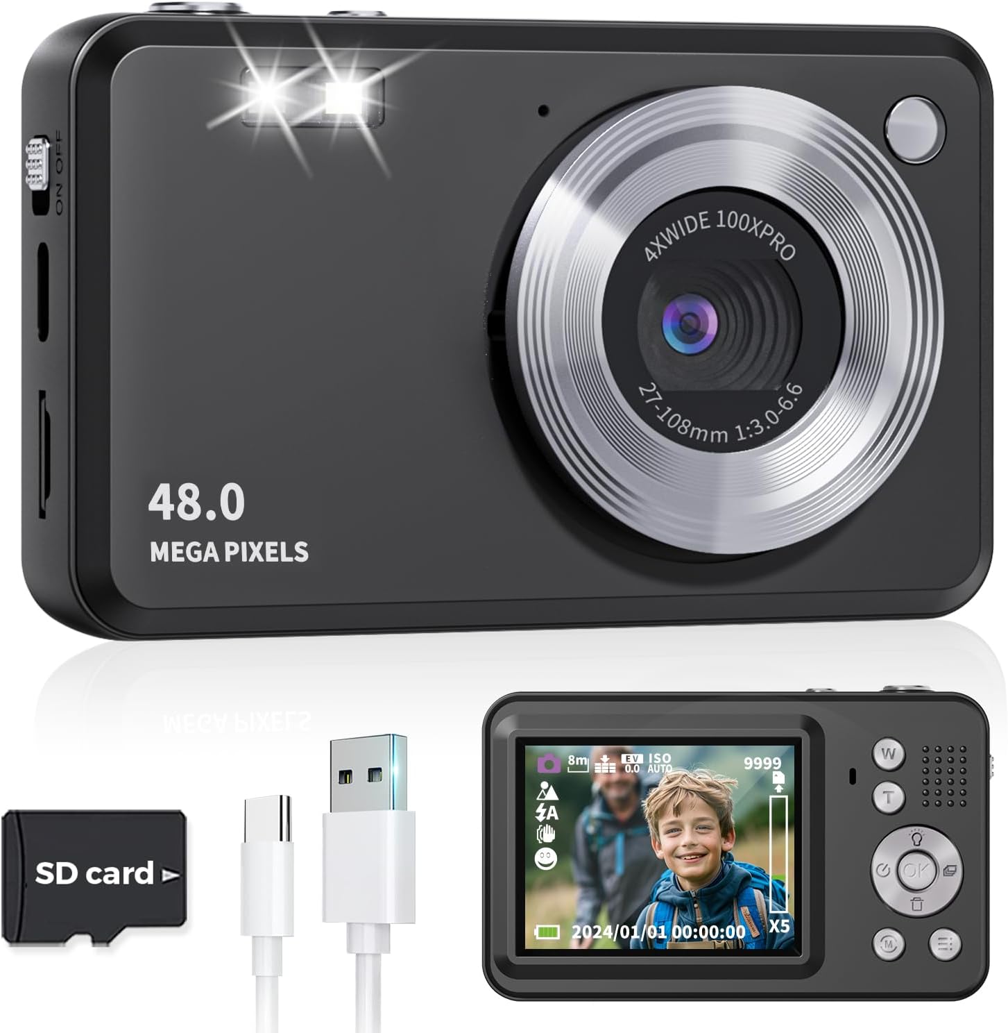 Anchioo Digital Camera Autofocus 48MP FHD 1080P Kids