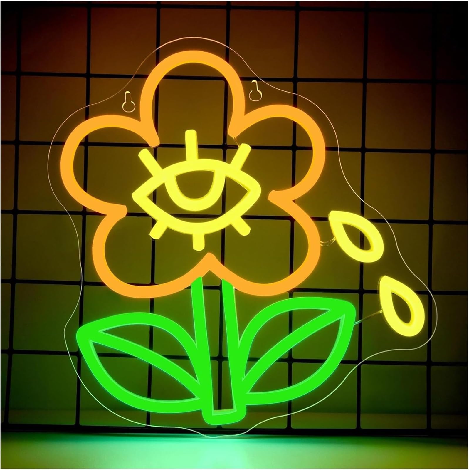 Luz de neón Letrero de neón con forma flor, luz LED para decoración pared para dormitorio bebé, 28,3 x 26,5 cm