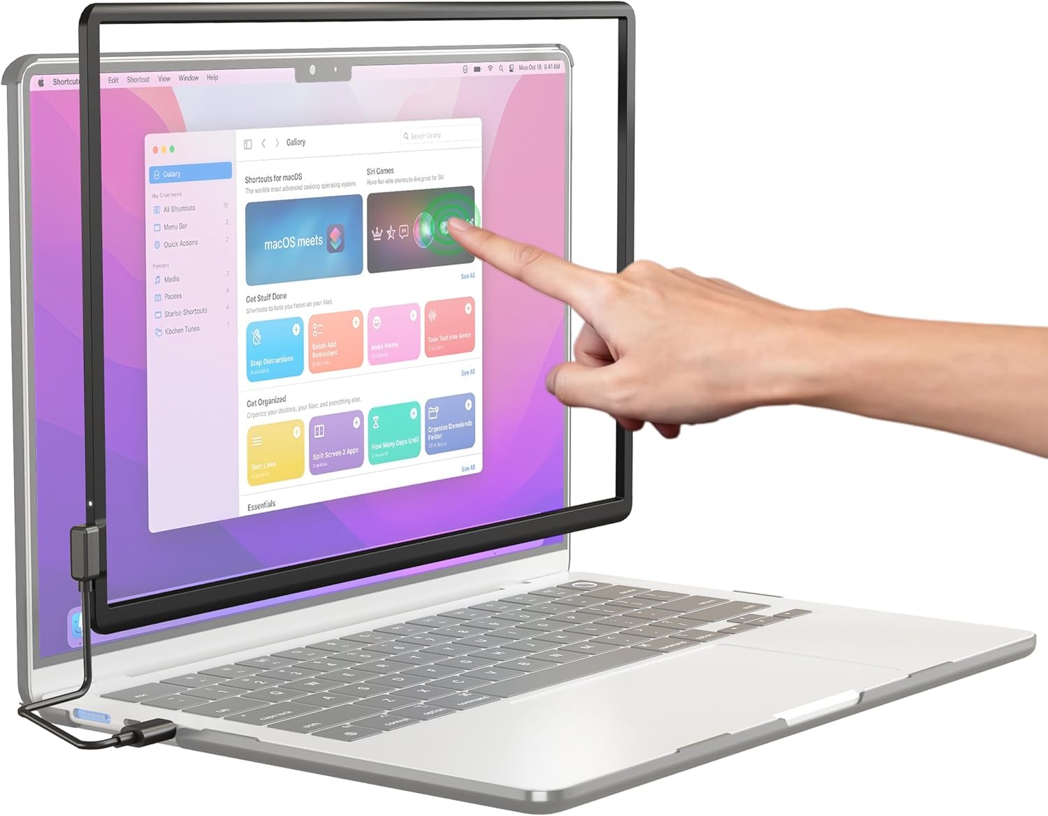 10-Point Infrared Magnetic Touch Screen Frame for MacBook Air 15-Inch (M2/M3/M4), Plug & Play, Ultra-Precise Multi-Touch & Trackpad Gestures, Ultra-Thin Hard Shell Case and Passive Stylus Included