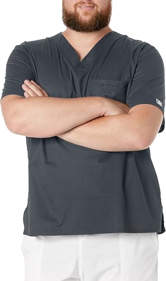 Cherokee Scrubs for Men Tuckable V-Neck Nursing Scrub Top with Chest Pocket, Side Vents & 2-Way Stretch Fabric - 4743