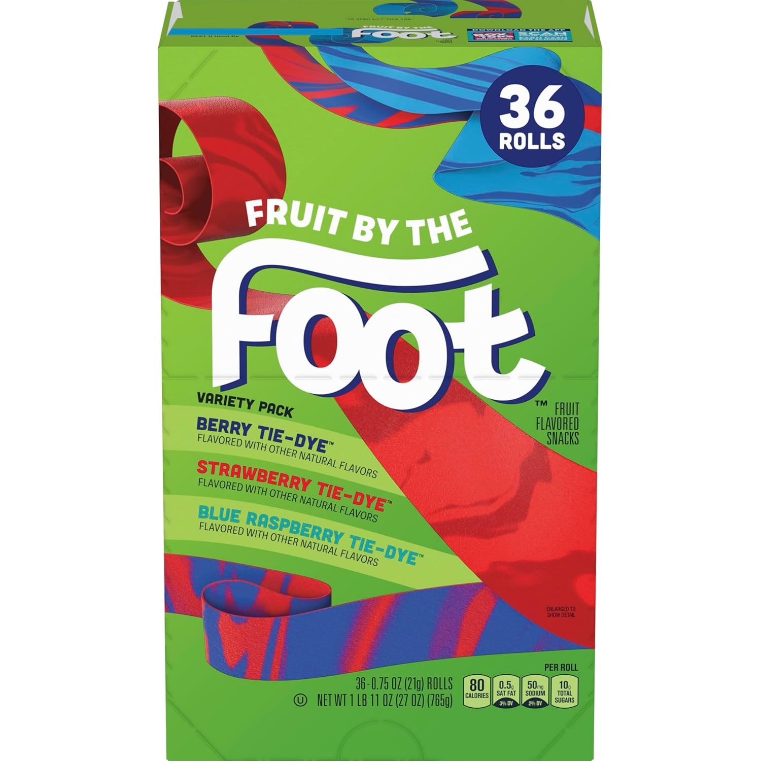 Betty Crocker Fruit By The Foot Strawberry/Berry Tie-Dye/Color By The Foot, 36 ct, 27 oz