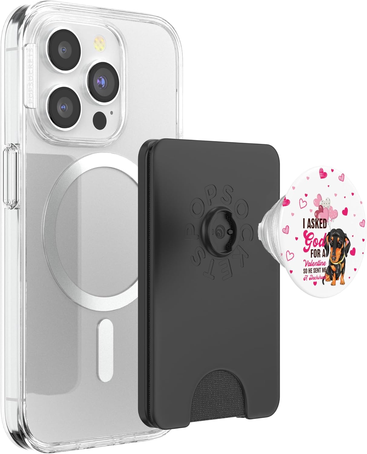 Aesthetic Dachshund Dog Valentines Day Weiner Dog PopSockets PopWallet for MagSafe