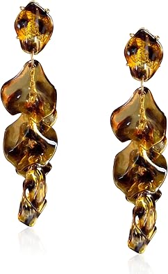 Long Acrylic Rose Petal Earrings Dangle Exaggerated Flower Statement Floral Tassel Drop Earrings for Women Party, Daily Wear
