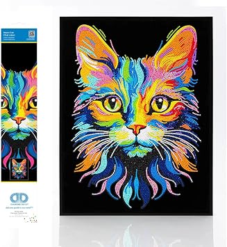 DIAMOND DOTZ Neon Flock Cat Diamond Painting Kits for Adults - Colorful Diamond Art Kits a Relaxing Creative Craft Kit with Dotz Gems 18x14
