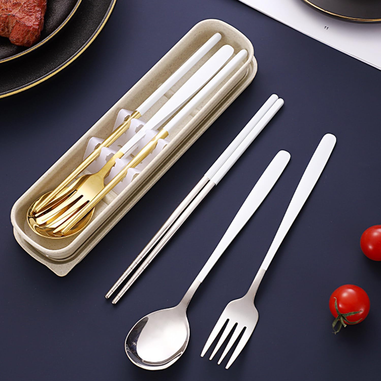 Lightweight Metal Cutlery Reusable Cutlery Set Suitable for Outdoor and Family Gatherings or Daily Use Stainless Steel Camping Utensils