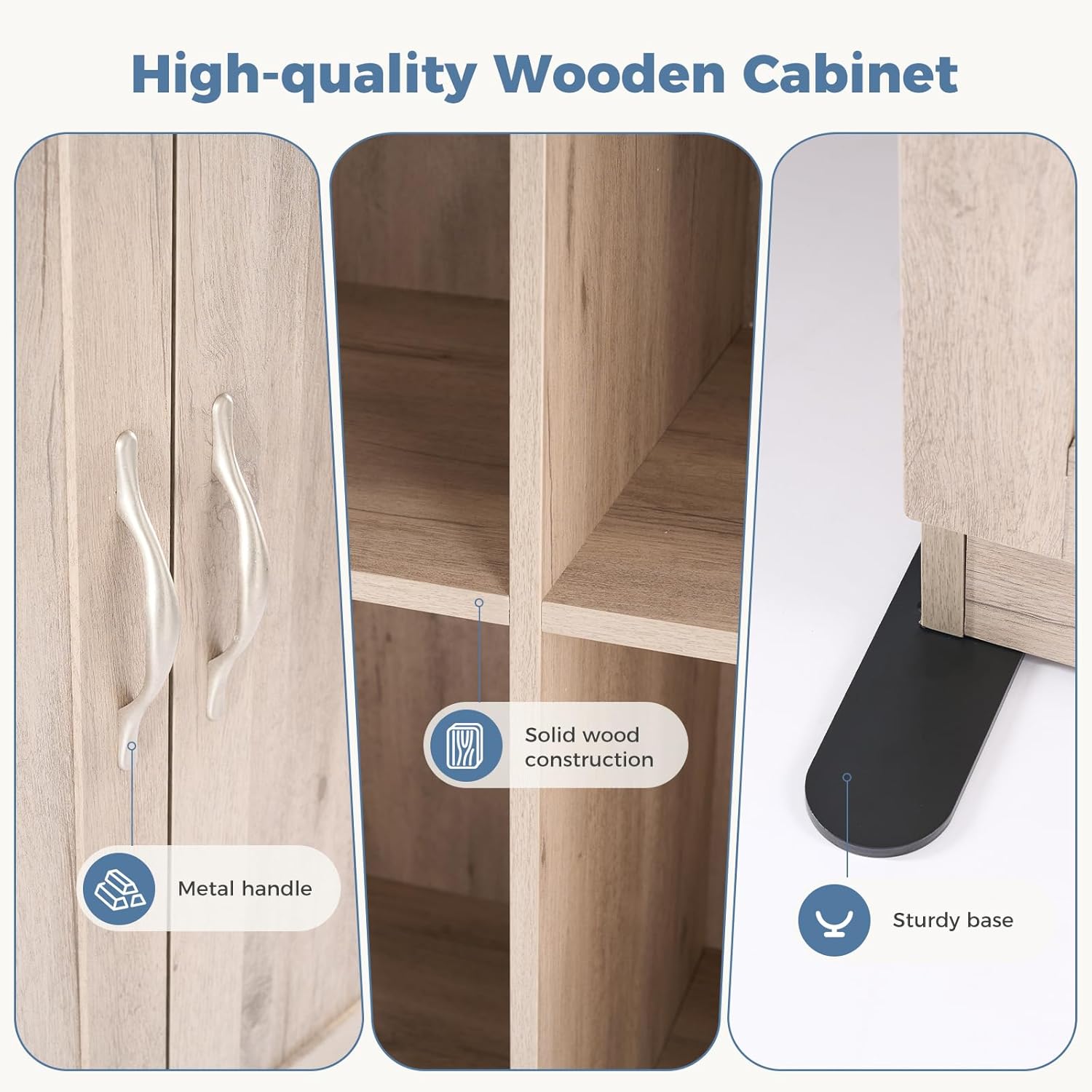 DUMOS Office Storage Cabinet, Large Capacity Organizer, Wooden Bedroom Storage Unit for CD, Blankets and Books, Suitable for Living Rooms, Office and Study Rooms, Wood