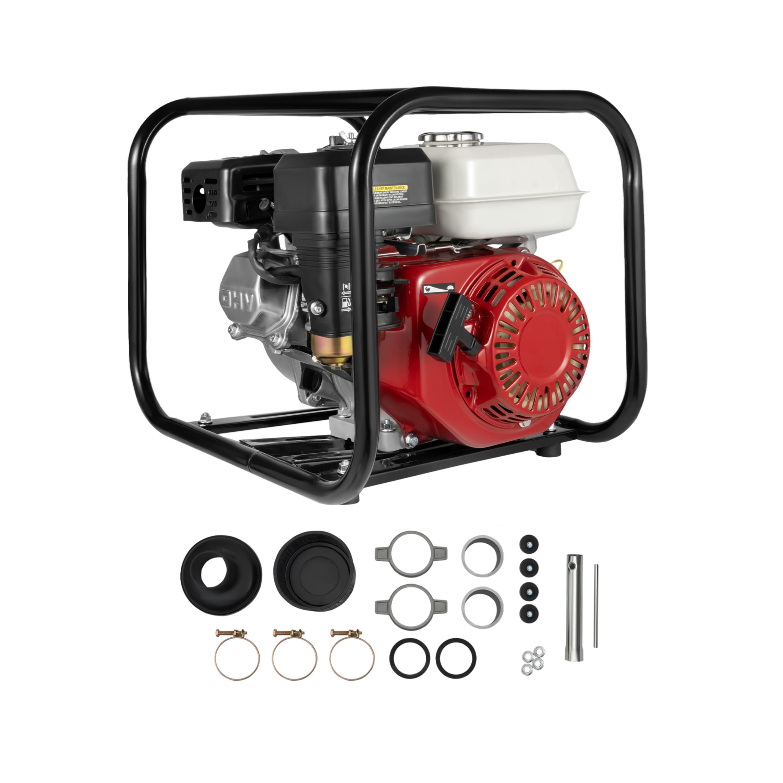 Pompa dell'acqua a benzina a 4 tempi, 6,5 CV, 4,8 kW, altezza di mandata 28 m, pompa da giardino, pompa per laghetto, avviamento a fune manuale, adatta per irrigazione e alimentazione di acqua di