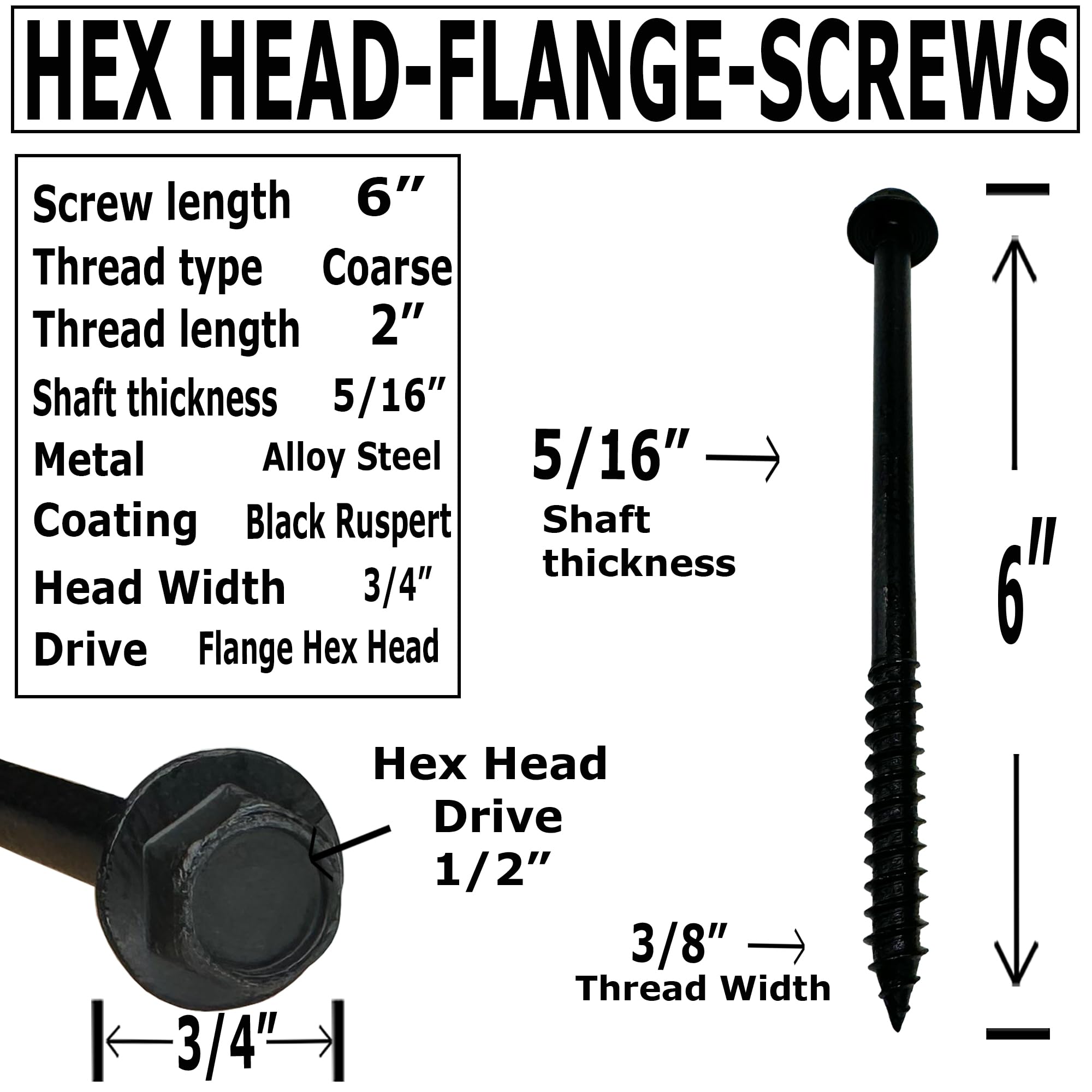 Galvanized Lag Screws 100-Pack 5/16 X 3-1/2 Inch Galvanized Hex Head Lag Bolts - Wood Screws Heavy Duty Fasteners