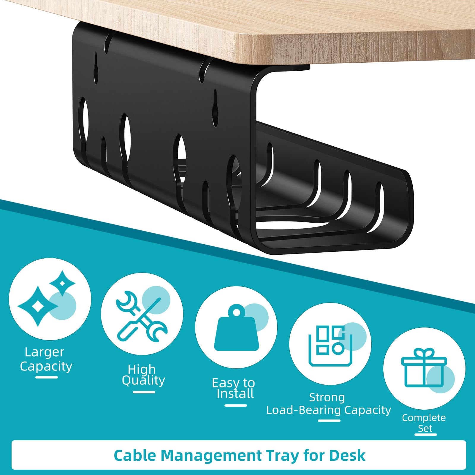 StowBin 2-Pack Under Desk Cable Management Tray, Metal Mesh Cable Management Under Desk with Clamp Mount - Image 2