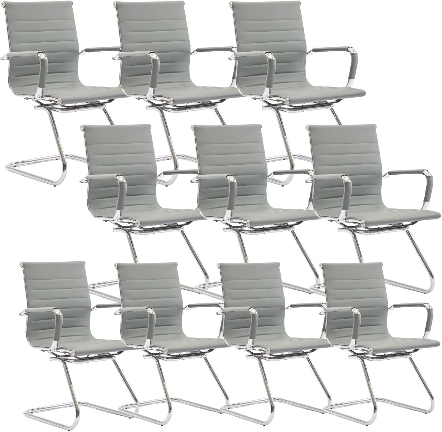 HNY 10-Pack PU Leather Office Guest Chairs