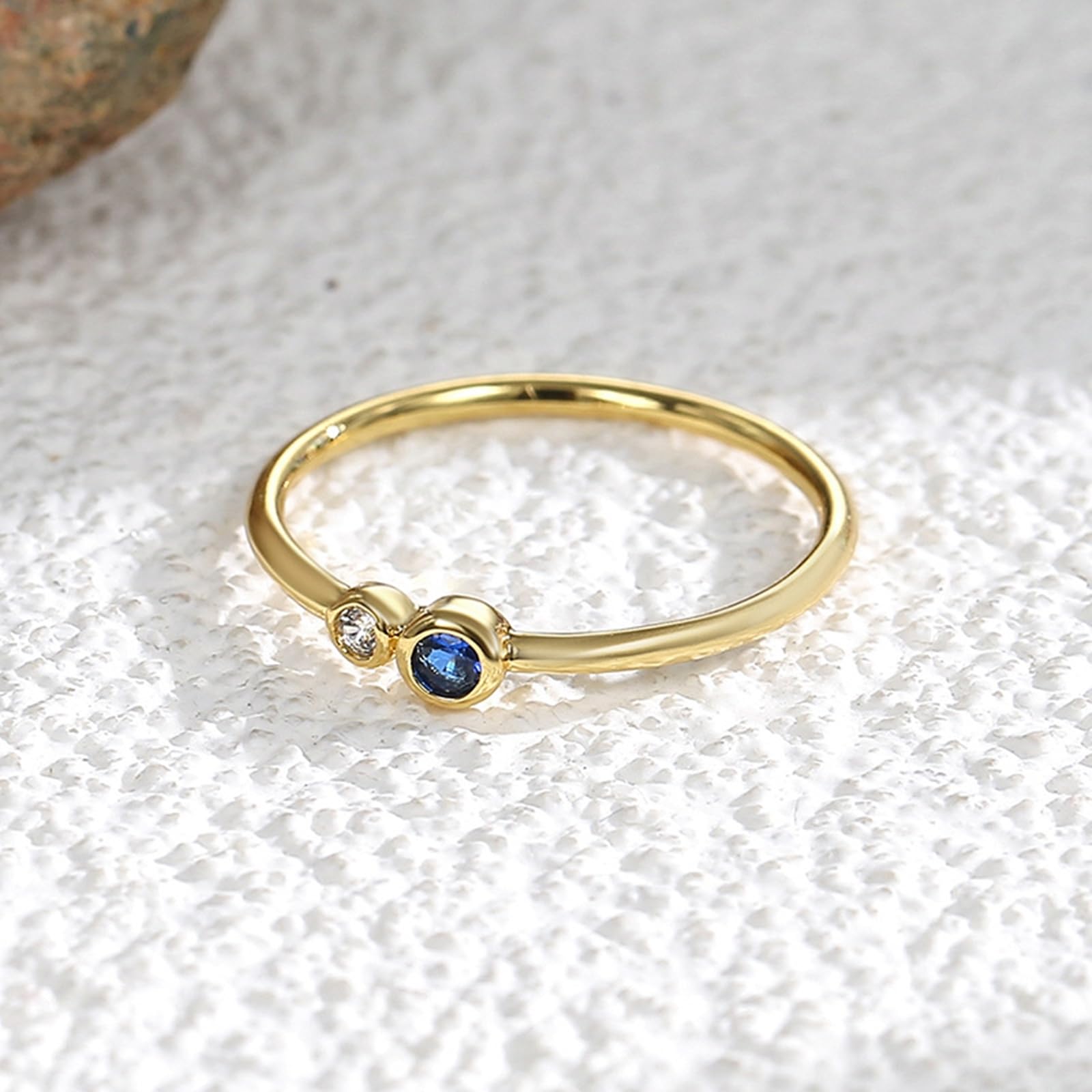 Anillos de zafiro para mujer, oro auténtico, alianzas de oro de 9 K/14 K/18 K, oro amarillo delicado para mujeres