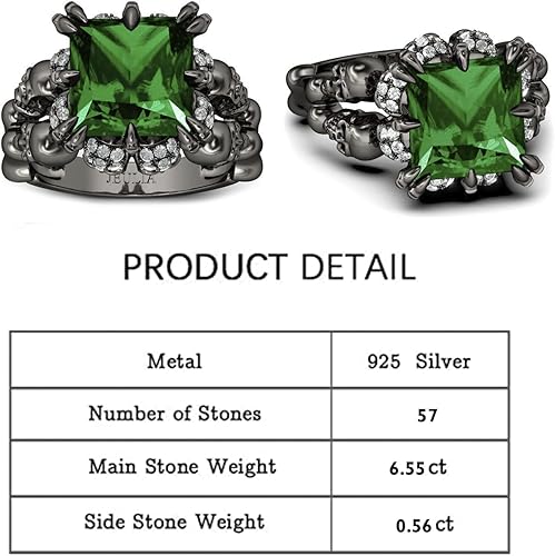 Miniatura 2 de Jeulia Anillos de diamantes de talla princesa personalizados de 6.55 quilates para mujer, anillos de compromiso de plata de ley con halo de doble