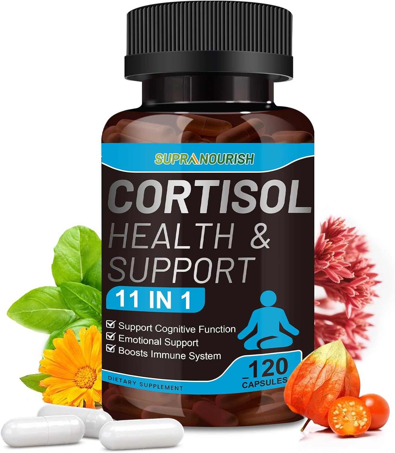 Cortisol Supplements for Women and Men, 11-in-1 Cortisol Manager,Cortisol Reducer with Ashwagandha, Rhodiola, L-Theanine, Cortisol Balance, 120 Capsules (60-Day Supply)