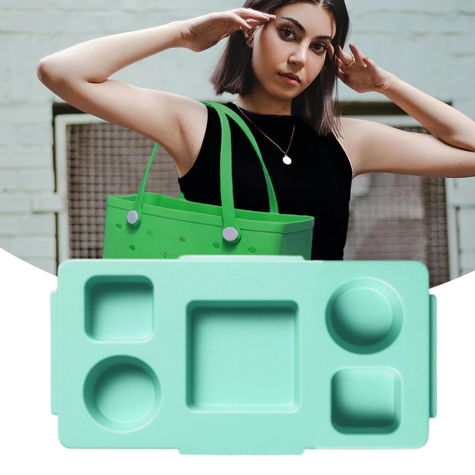 Bolsa de playa para bebidas y aperitivos, bandeja de EVA portátil para bebidas y aperitivos con soporte de teléfono de configuración rápida para uso en exteriores