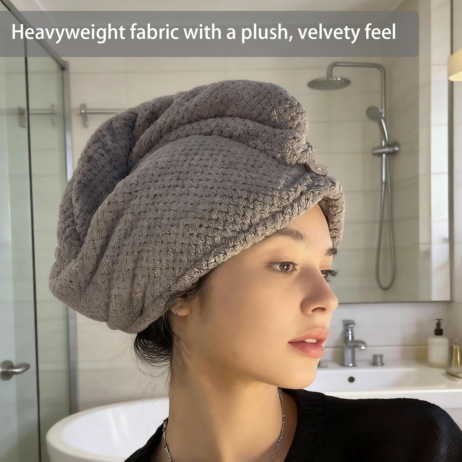 6-Piece Microfiber Bath Towels Set - 2 Hand Towels, 2 Bath Turbans, 2 Bath Towels ,Super Absorbent, Quick Dry, No Fading and No Lint, Luxury Towel Set for Bathroom, Spa, Gym, Travel - Grey