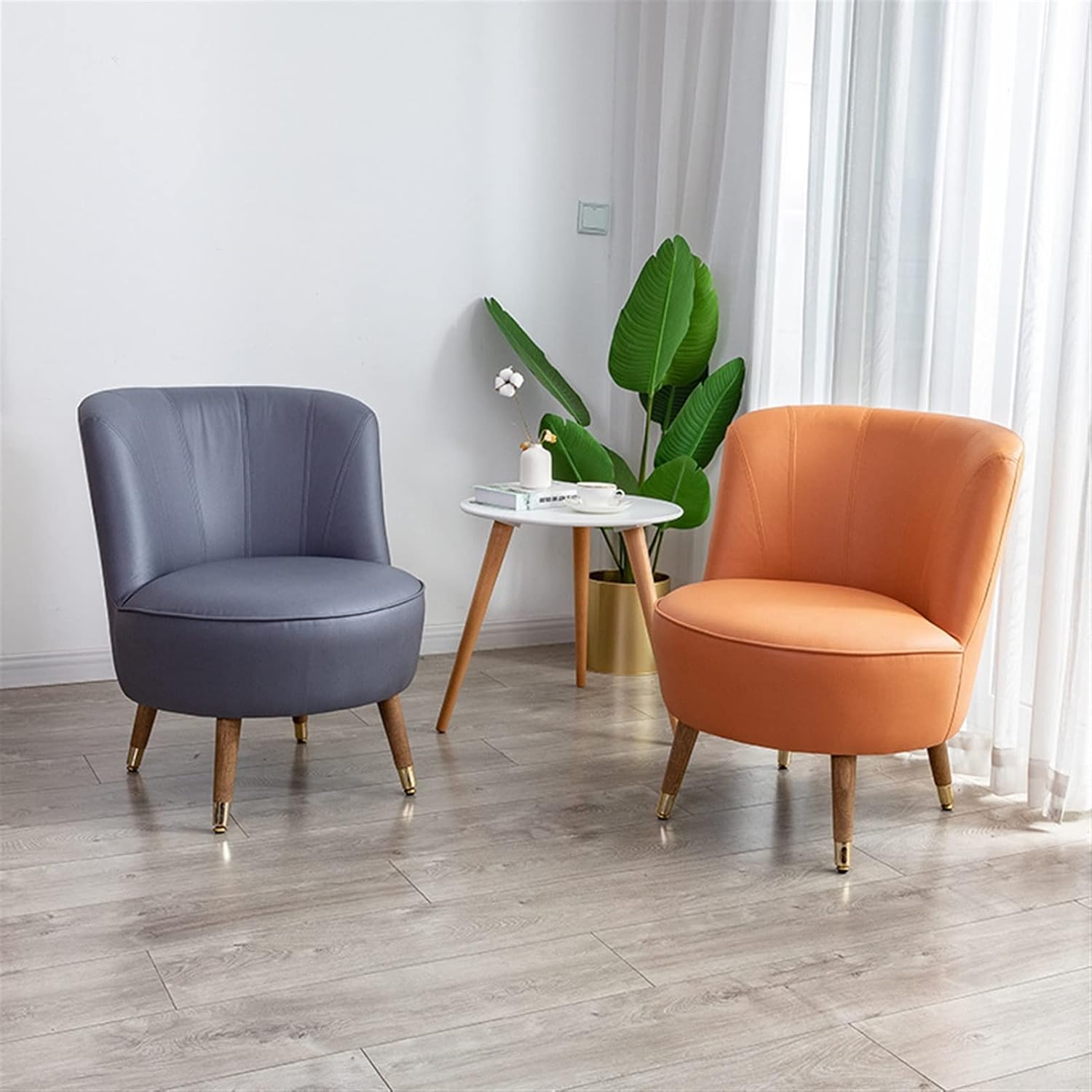 パソコンチェア スモールフェイクレザーシングルフレームベッドルームドレッシングチェアソファソファーソリッドウッド大人のハイバックシー