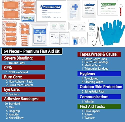 Miniatura 3 de Kit de primeros auxilios portátil pequeño botiquín de primeros auxilios, kits médicos compactos con compartimentos estuche EVA para camping,