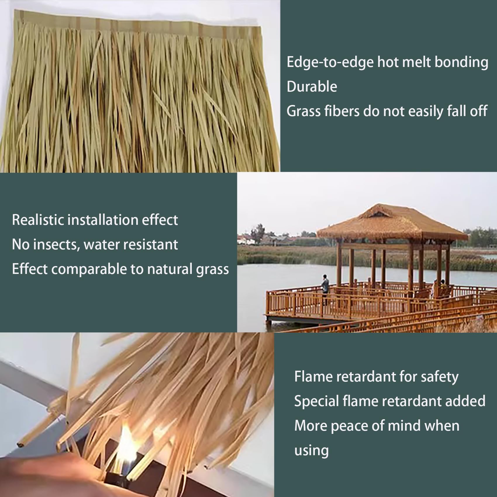 Tropische künstliche Strohabdeckung für Tiki-Bar, Garten, Terrasse und Pavillon, wasserdichte Palmblatt-Regenschirm-Dekoration (30 Stück, Farbe D)
