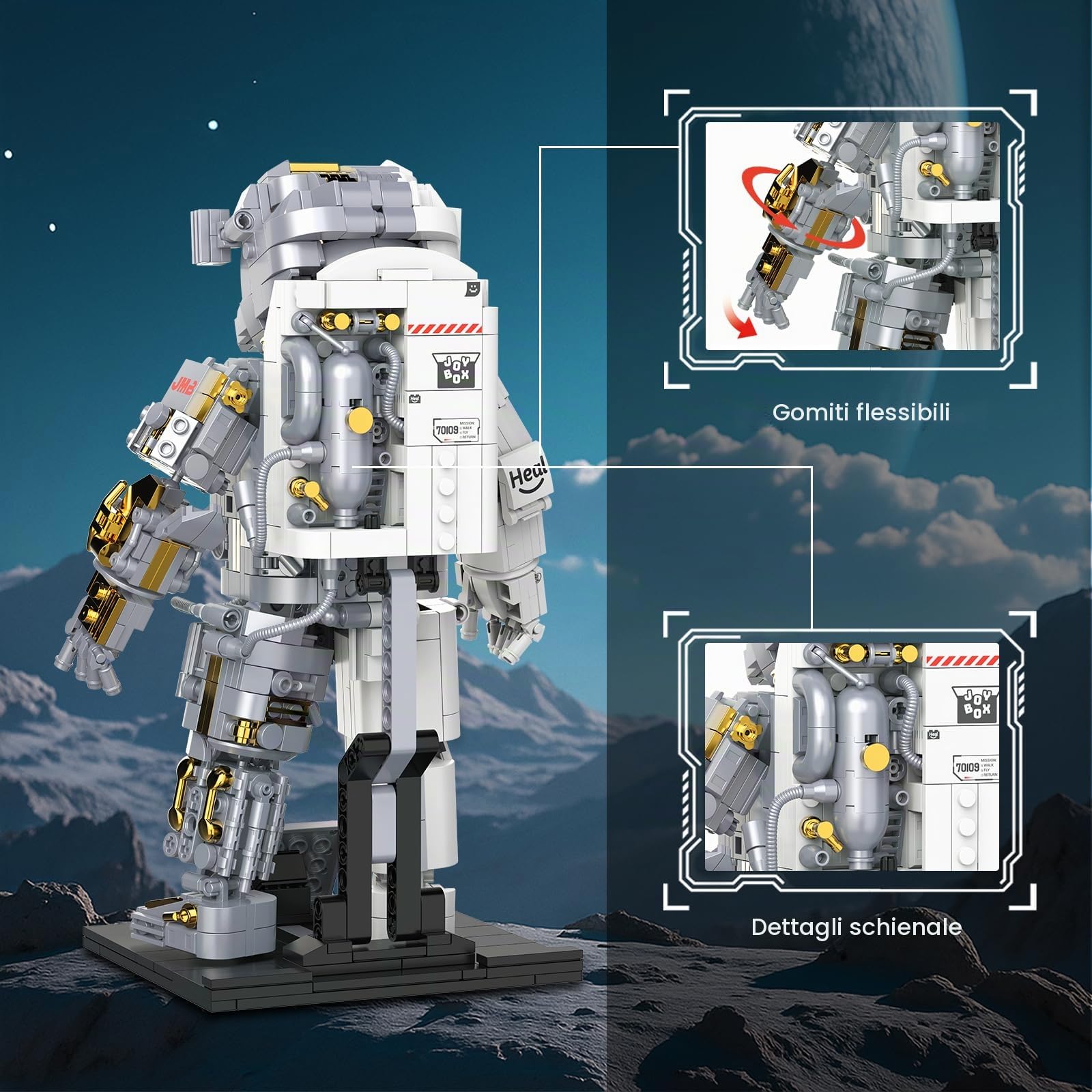 Set di mattoncini meccanici Spaceman,set di mattoncini Space Astronaut per adulti,giocattolo educativo Spaceman,regali creativi da collezione,decorazioni per la casa o l'ufficio (1008 pezzi)