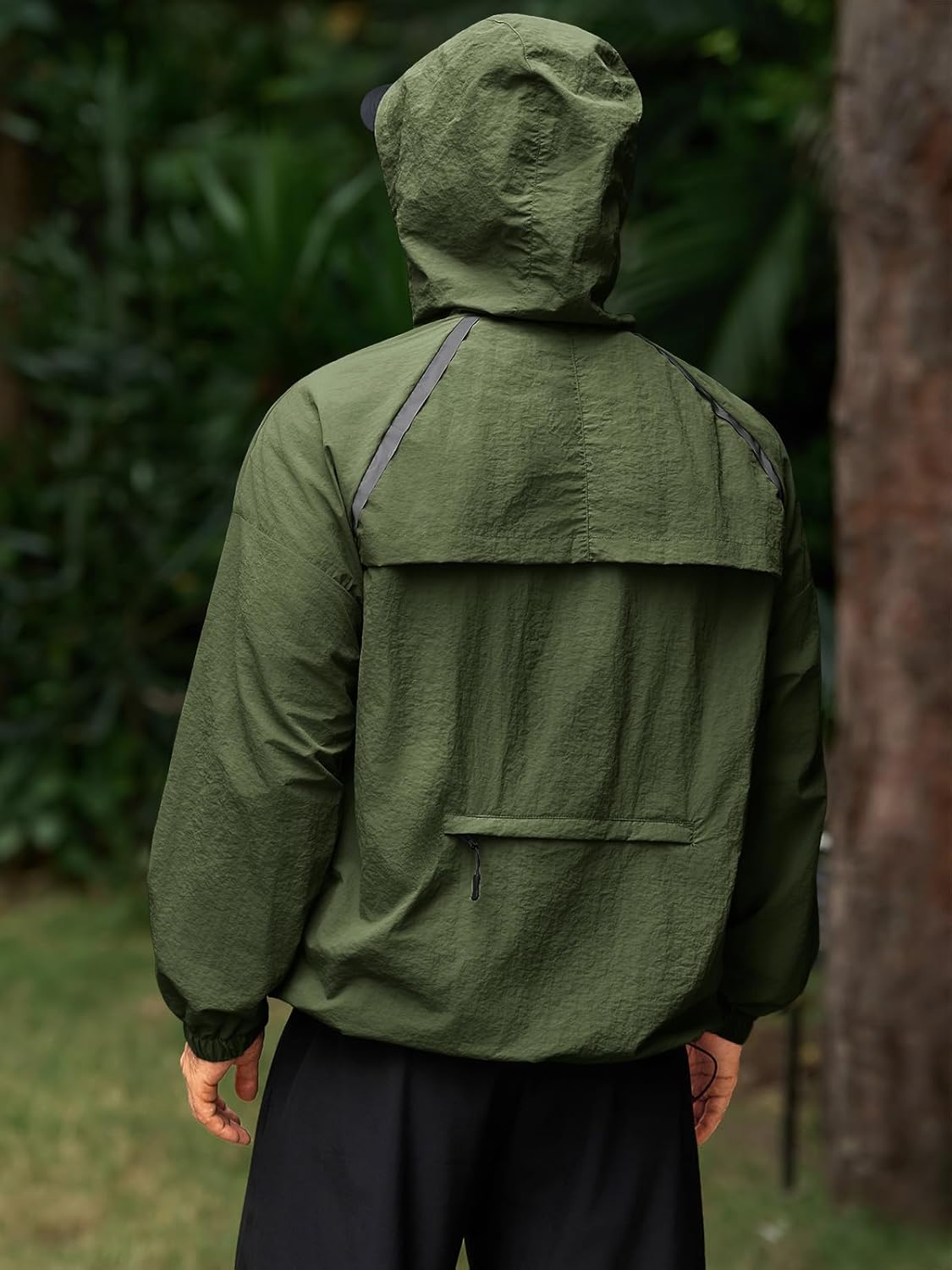 Yousify Mens Lightweight Jacket Full Zip Hooded Reflective Athletic Jacket Unlined Quick-drying Coat for Cycling Outdoor - Image 4