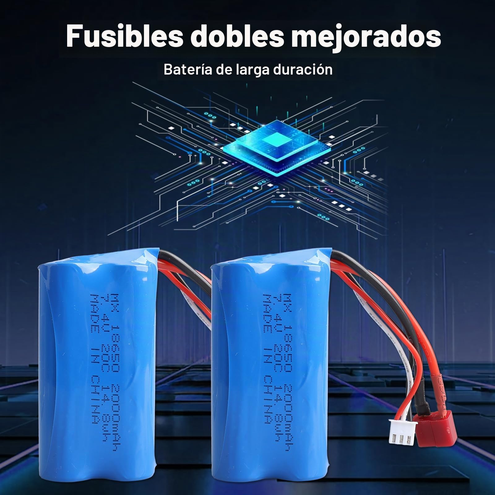 Batería RC 2S de 7,4V 2000 mAh de Iones de Litio con Conector JST, Batería Lipo 2S con Cargador USB para Helicópteros, Coches, Camiones y Barcos RC