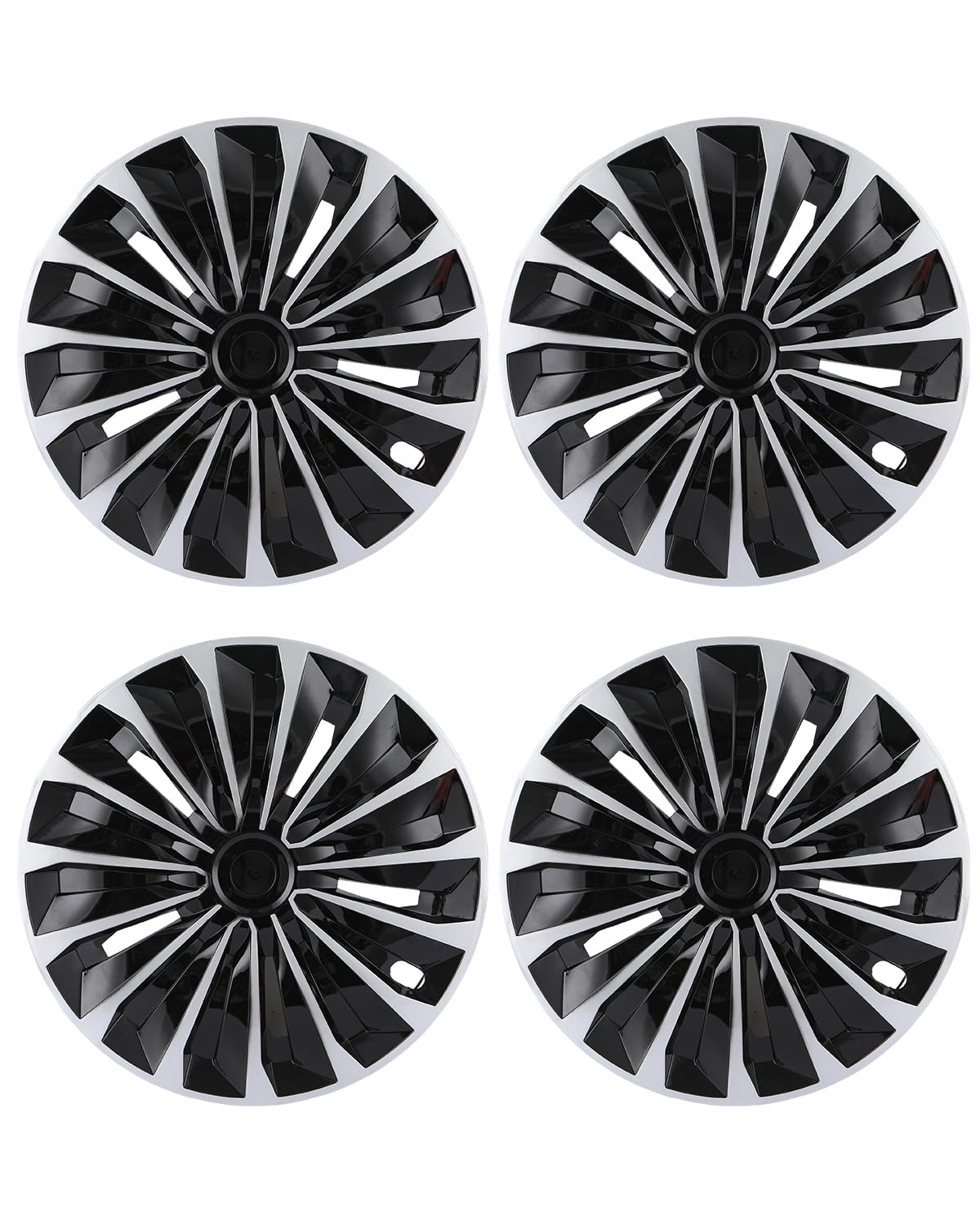 ABX Hubcap Wheel Covers Hub Caps 15 Inch Set of 4 Black &amp; Silver Universal Wheel Rim Cover R15 Stylish Car Decor Wheel Covers for Toyota Camry Nissan Mazda (TT Black &amp; Silver, 15 inch)