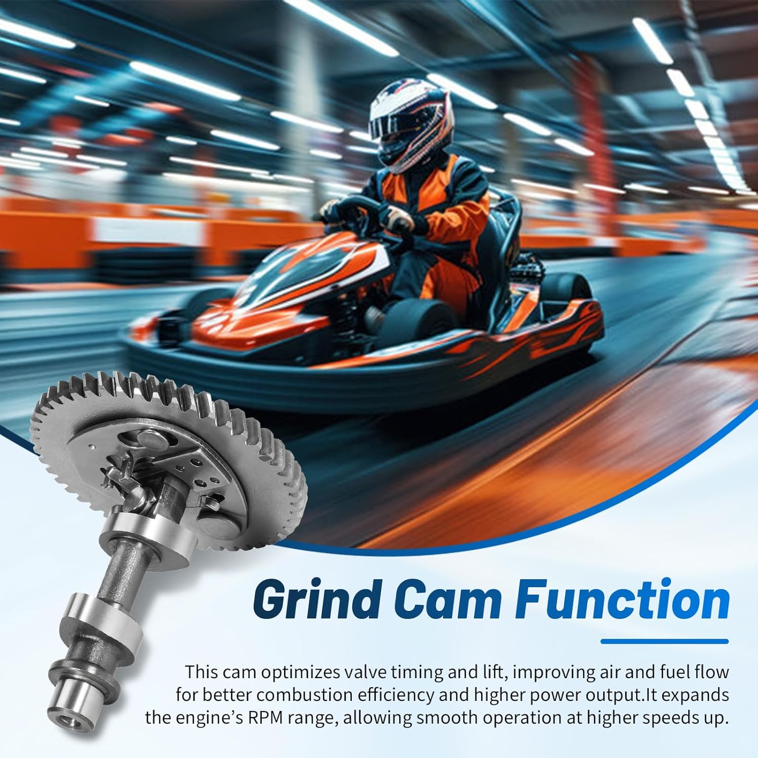 224cc Grind Cam Camshaft Compatible with Predator Ducar 224cc,Tillotson 224cc Minibike Go Kart Performance Parts