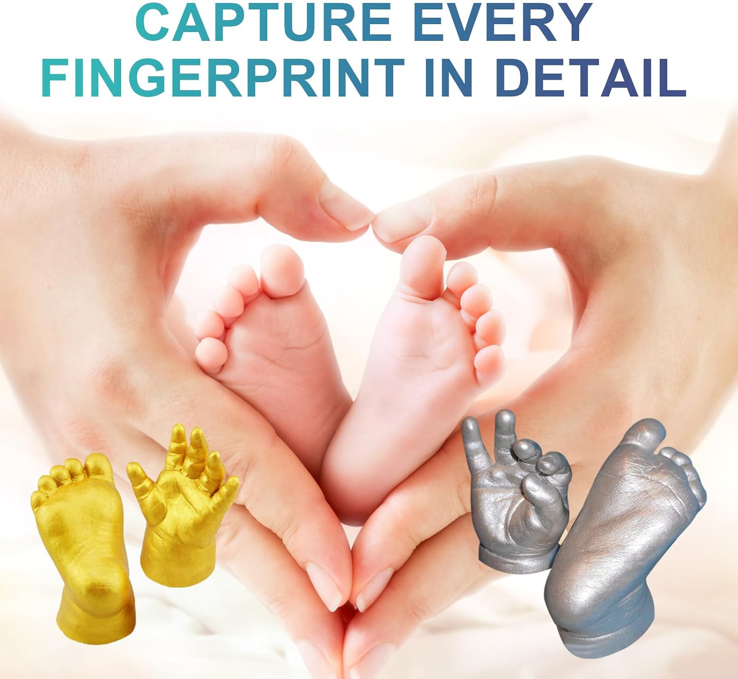 DOWMOO Hand Casting Kit – DIY 3D Children's Keepsake Hands and Feet Plaster Hand Molding Kit for Anniversary Couples Newborn Romantic Gifts