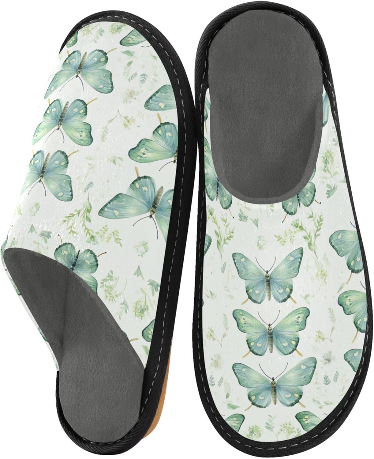 Butterfly House Slippers – Cozy Fuzzy Slippers for Guests, Washable & Disposable, Perfect for Shoeless Home, Spa & Hotel Use A111825