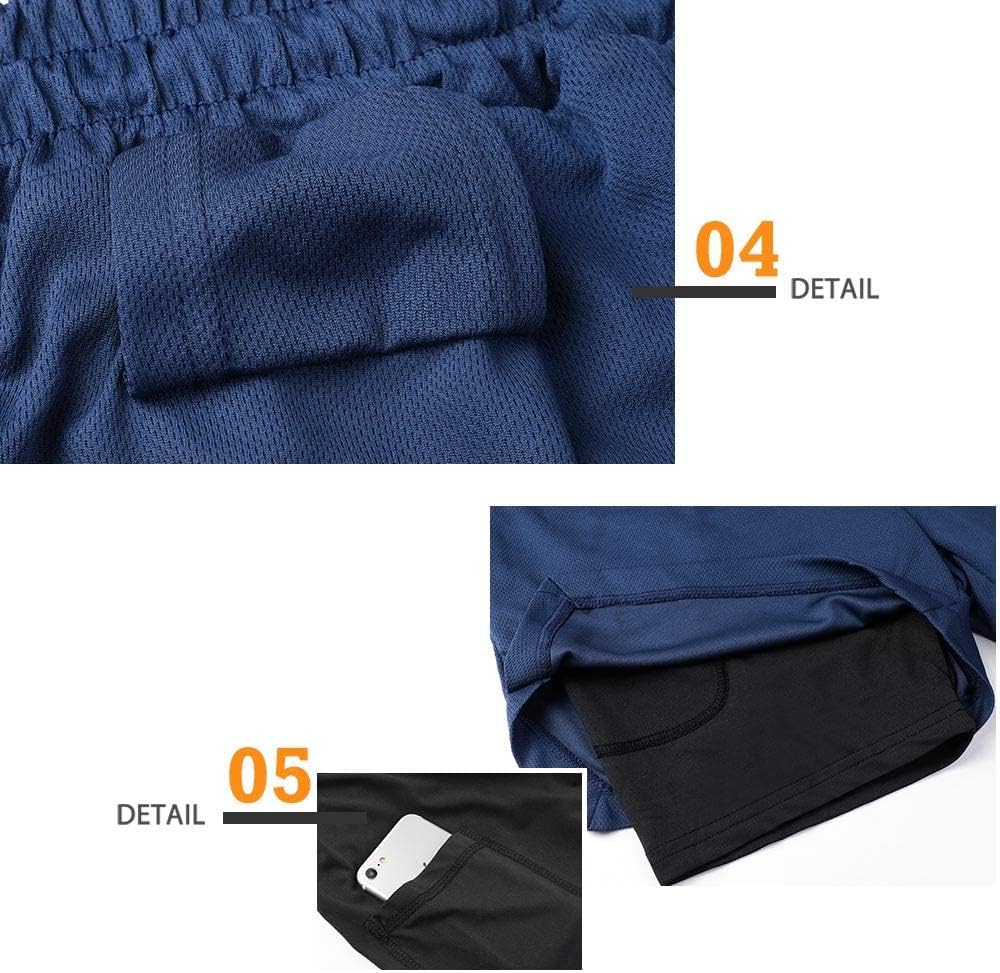 Surenow 3 Pack Mens Athletic Gym Shorts Quick Dry Workout Lightweight Shorts 2 in 1 Running Shorts for Men with Pockets - Image 6
